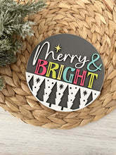 Load image into Gallery viewer, Merry &amp; Bright, Gray with Trees Insert for Interchangeable Shiplap Base,
