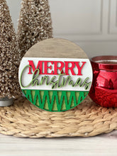 Load image into Gallery viewer, Classic Merry Christmas Insert - Green and Red for Interchangeable Shiplap Bases
