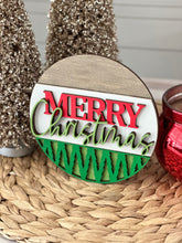 Load image into Gallery viewer, Classic Merry Christmas Insert - Green and Red for Interchangeable Shiplap Bases

