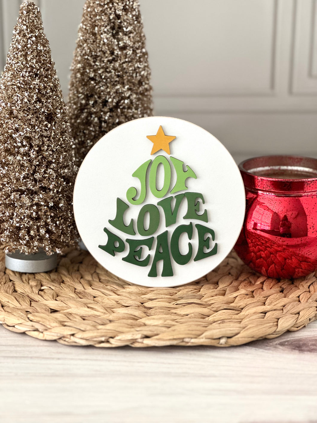 Joy, Love, Peace, Christmas Tree Insert - for Interchangeable Shiplap Bases