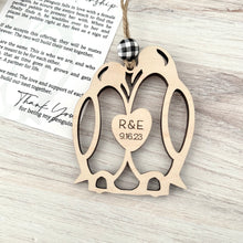 Load image into Gallery viewer, Love and Partnership Ornament - Penguin Couple Ornament - Engagement Ornament
