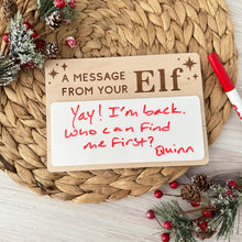 Load image into Gallery viewer, Dry Erase Message from your Elf Sign, Elf on the Shelf Prop
