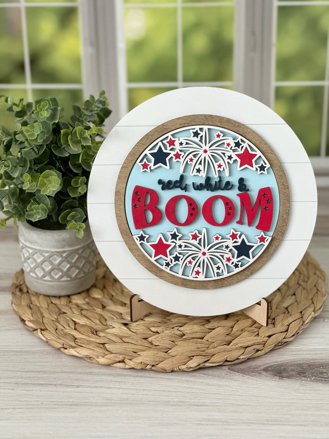 Red, White and Boom Insert, July 4th Decor