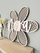Load image into Gallery viewer, Wooden Rattan Daisy Wall Decor

