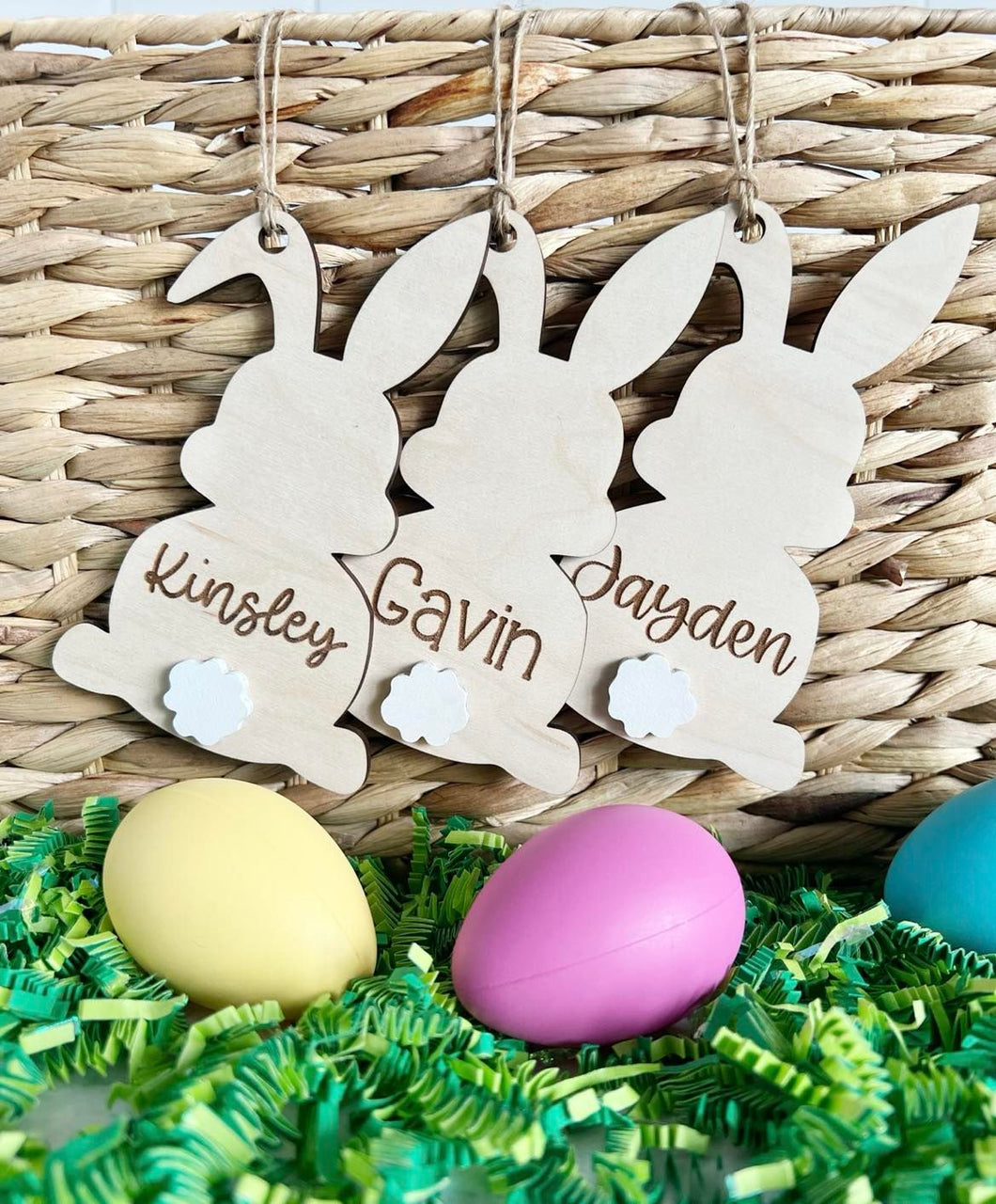 Engraved Bunny Shaped Easter Basket Tags