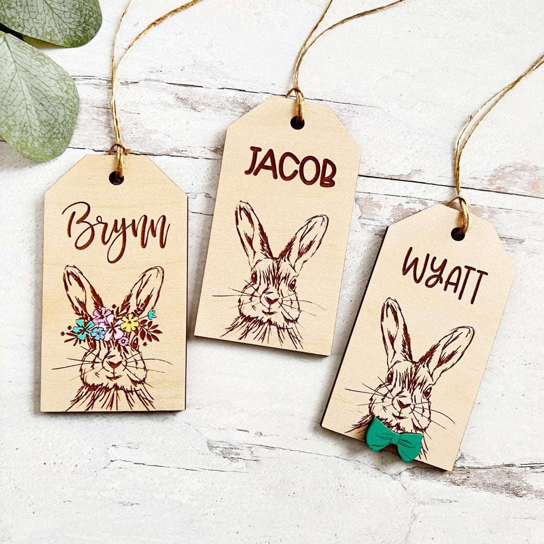 Engraved Bunny Personalized Easter Basket Tags