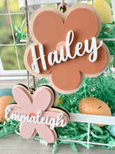 Load image into Gallery viewer, Personalized Retro Flower Tags, Easter Basket Tags
