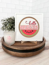 Load image into Gallery viewer, Hello Summer, Watermelon Insert with Square Shiplap Base
