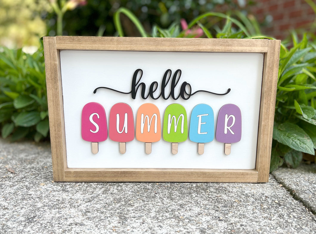 Hello Summer Popsicles Sign