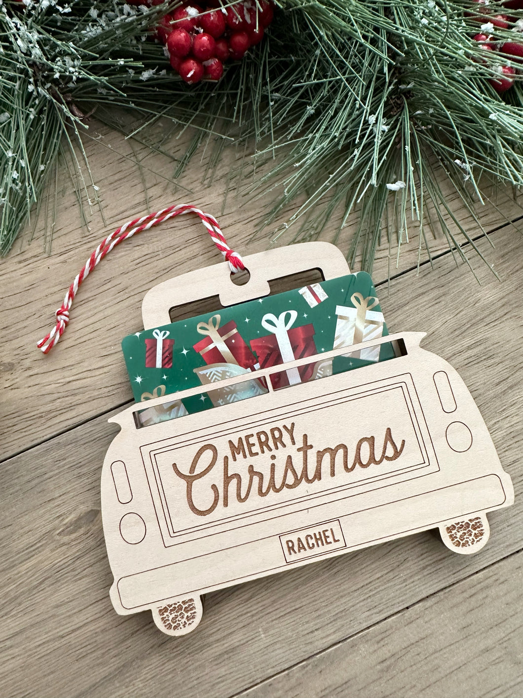 Vintage Christmas Truck Gift Card holder Ornament