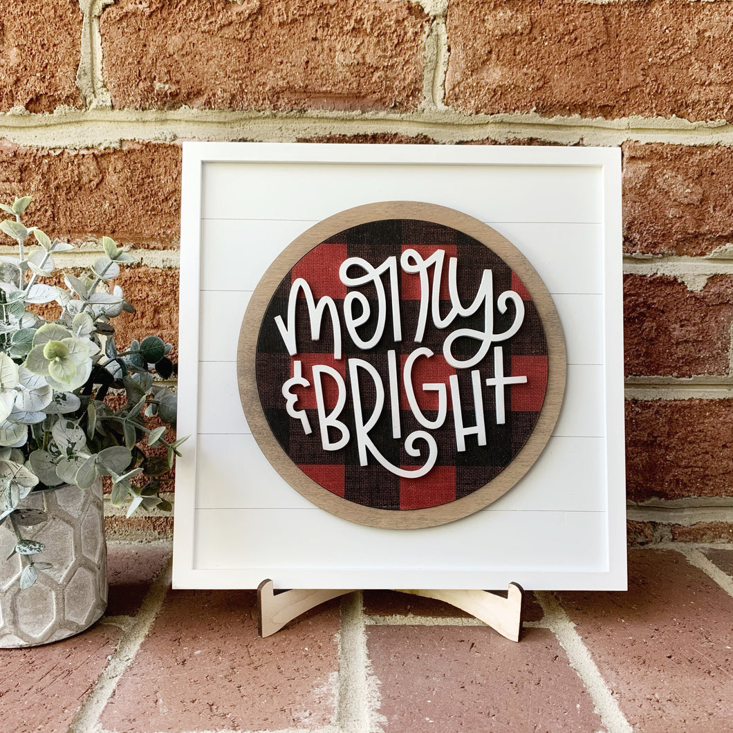 Merry & Bright Insert with Shiplap Base