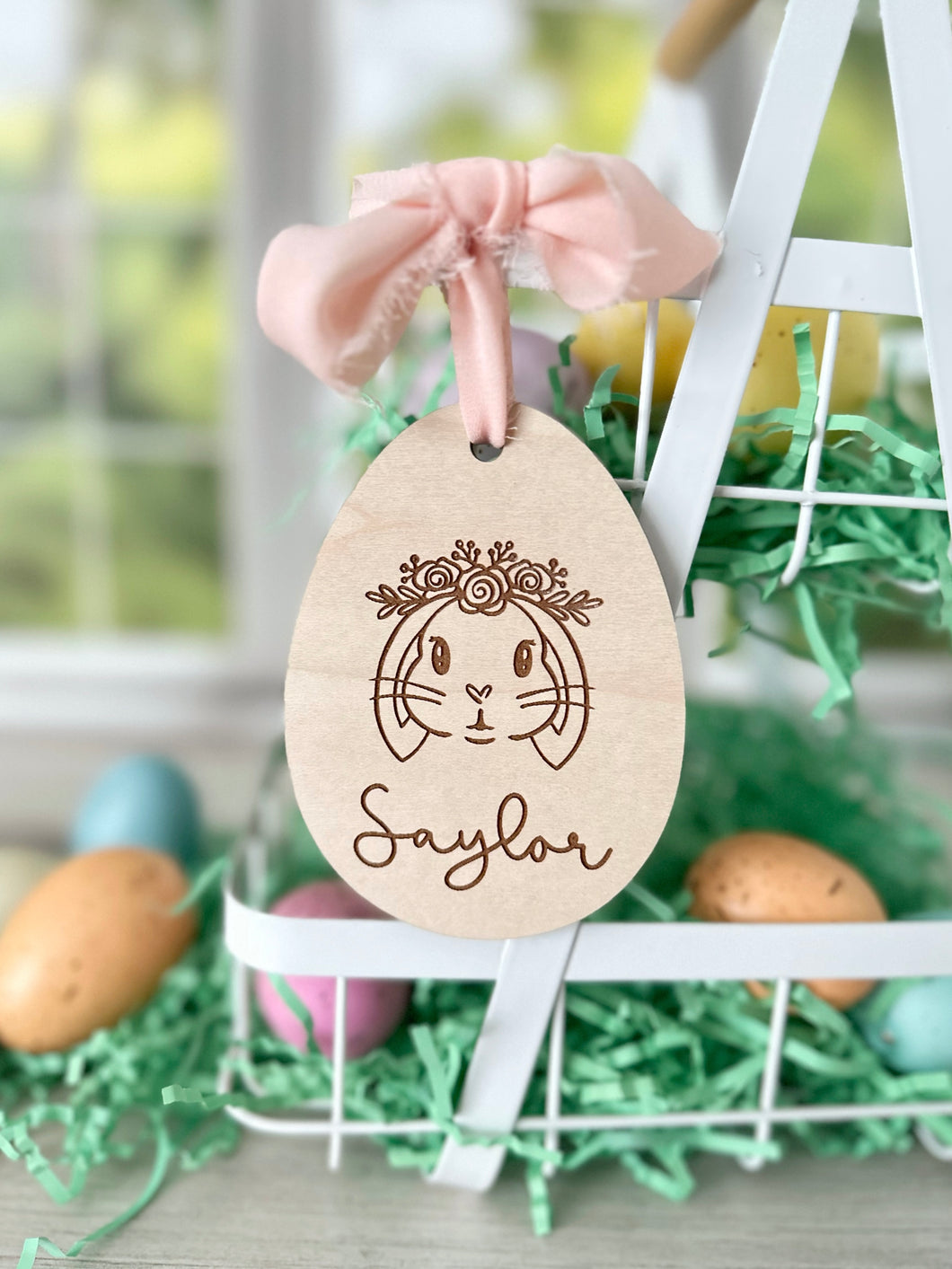 Personalized Easter Basket Tag, Bunny Easter Basket Tag,