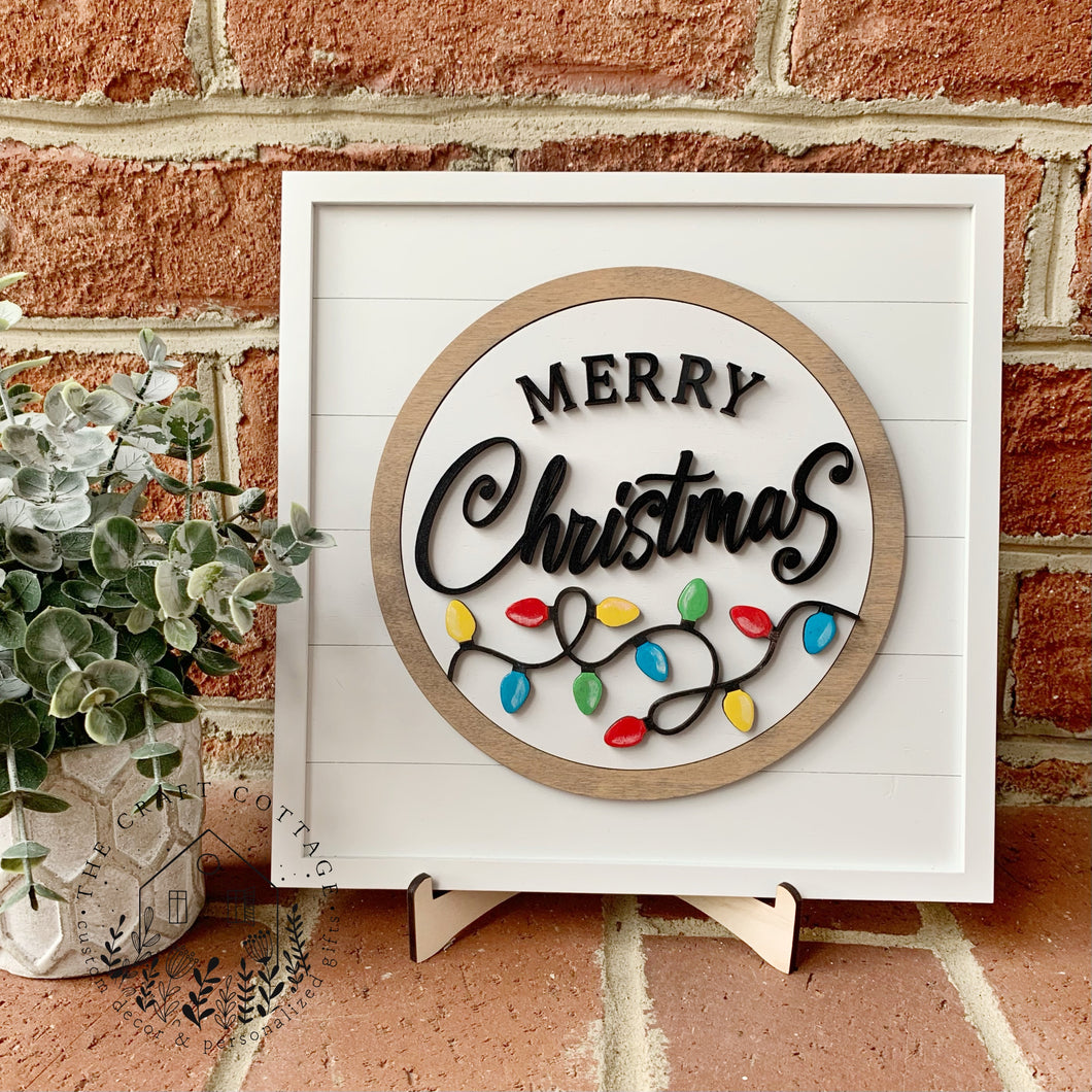 Merry Christmas, Christmas Lights Insert for Interchangeable Sign