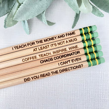 Load image into Gallery viewer, Funny Engraved Pencils for Teacher - Set 2

