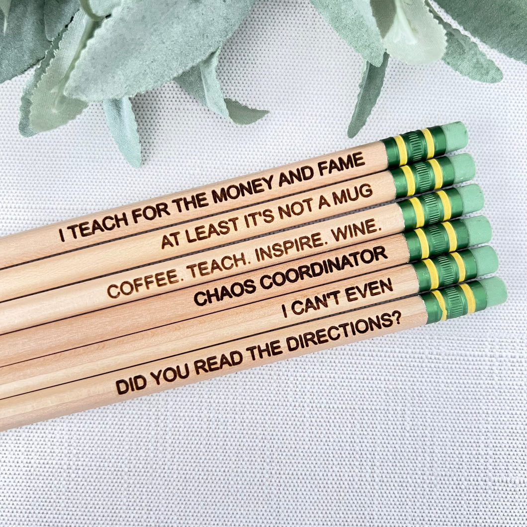 Funny Engraved Pencils for Teacher - Set 2