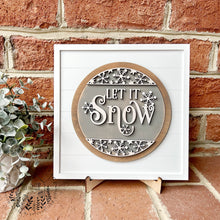 Load image into Gallery viewer, Let It Snow, Snowflake Insert for Shiplap Base, Winter Tiered Tray Decor
