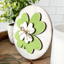 Load image into Gallery viewer, Distressed Shamrock, St. Patrick’s Day Insert with Square Shiplap Base
